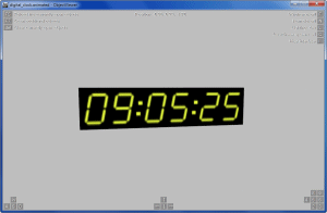 Animated digital clock shown in the openBVE Object Viewer utility -- click to download sample files